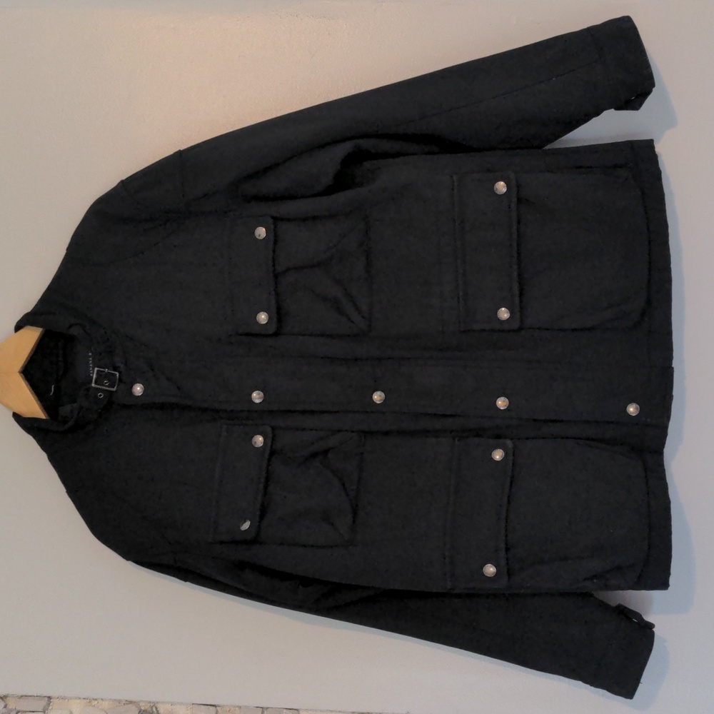 Banana Republic Coat Mens Large Black Jacket Bomber EUC